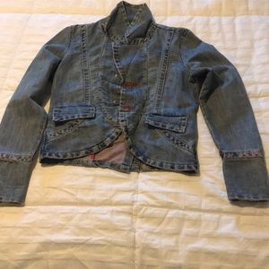 Distressed denim jacket size medium